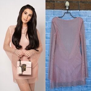 Meshki | Dresses | Meshki Samira Flare Sleeve Diamante Mesh Mini Dress In  Pink Size Xs | Poshmark